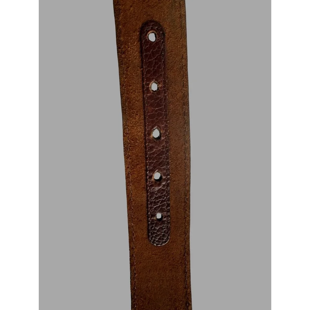 Larry‎ Mahan Brown Genuine Leather Belt Silver Buckle 40